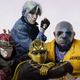 It’s cropped, but these are the avatars of Ready Player One posed like they’re on the poster for The Breakfast Club.
